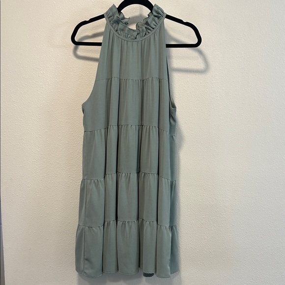 Entro Ruffled Halter Dress in Soft Green - Picture 2 of 6